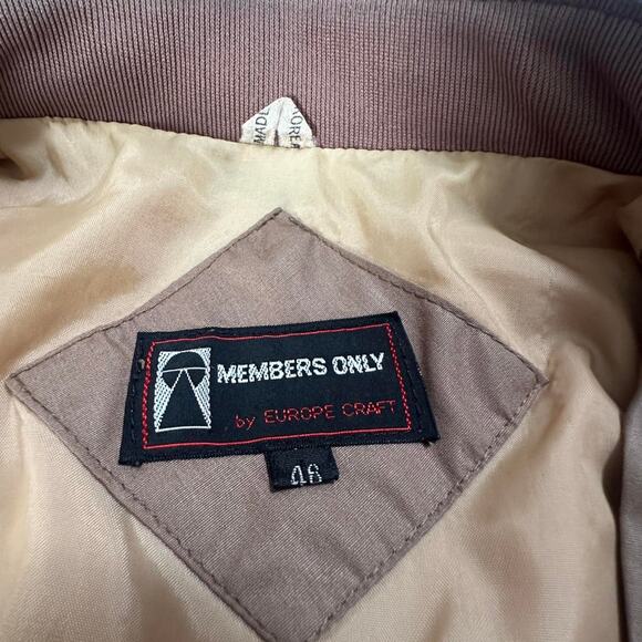 Vintage Members Only Bomber Jacket – Brown, Size 46 (Fits Small) 80s Menswear - Picture 3 of 8